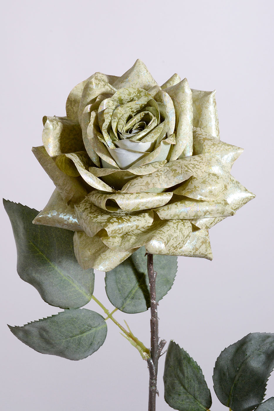 26" Antique Metallic Rose Spray Green