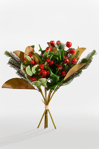 16" Holly Berry Pine Bouquet Red/Green