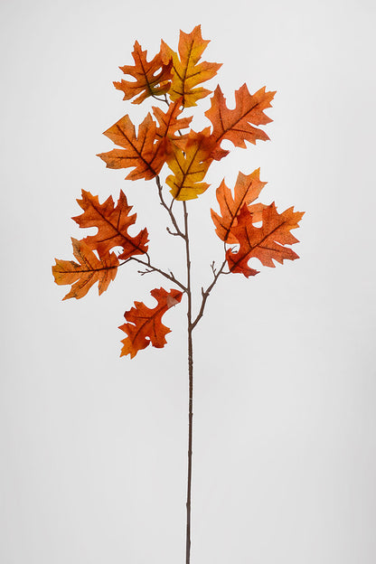 34" Velvet Oak Leaf Spray Orange/Flame