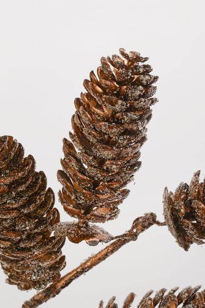 36" Glittered Pine Cone Spray Brown
