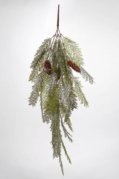 35"  Winter Acacia With Cone Drop Green/White