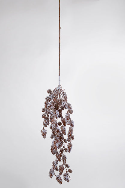 39" Mini Snowy Pine Cone Hanging Spray Brown/White