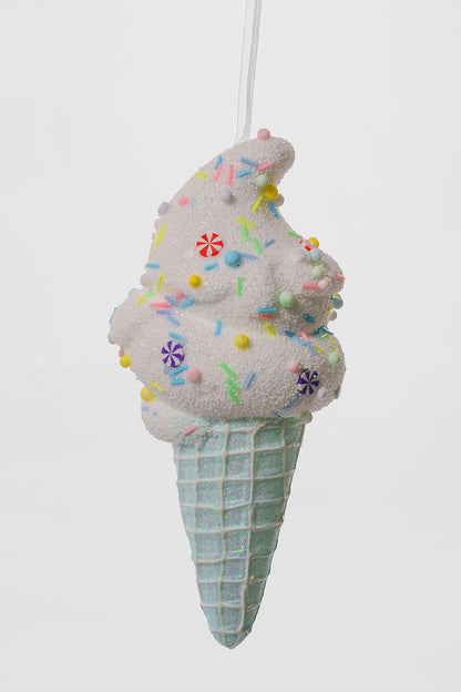 8" X 3.5" Ice Cream Ornament Blue