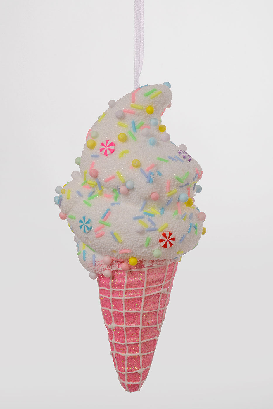 8" X 3.5" Ice Cream Ornament Pink