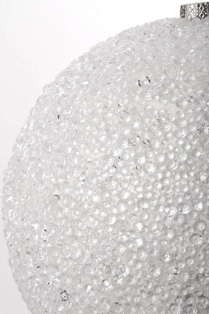 8" Beaded Ball Ornament White