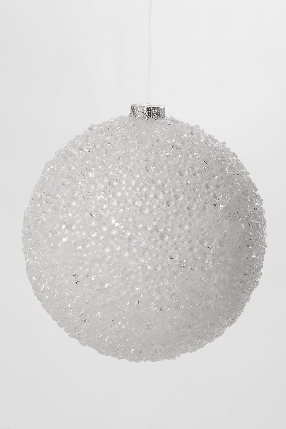 6" Beaded Ball Ornament White
