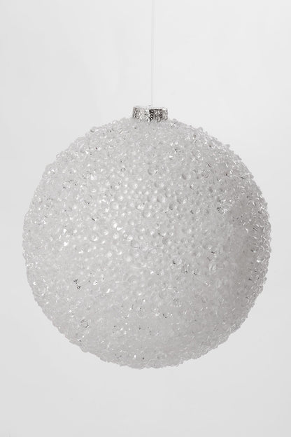 6" Beaded Ball Ornament White