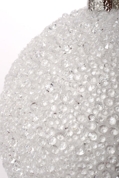 6" Beaded Ball Ornament White