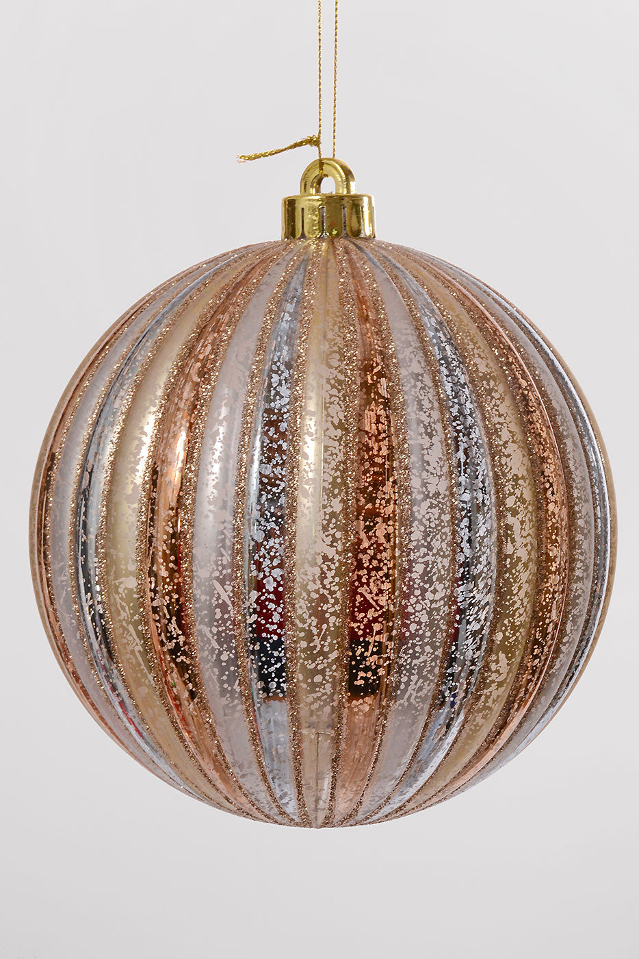 6" Ball Ornament Champagne/Silver