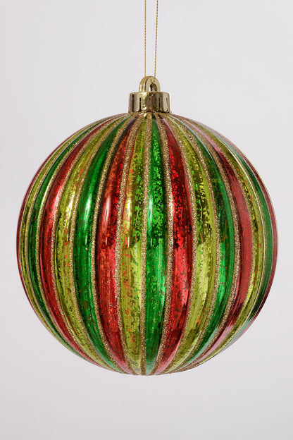 6" Ball Ornament Green/Red