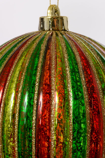 6" Ball Ornament Green/Red