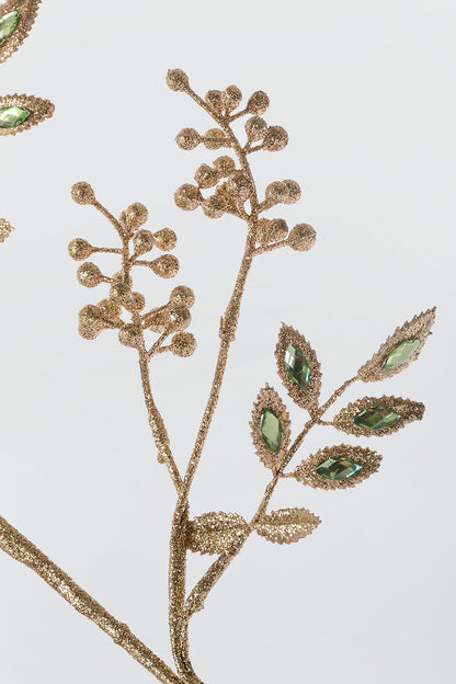 29" Jewel Leaf Berry Spray Green/Champagne