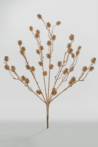 24" Glitter Pinecone Bush Champagne