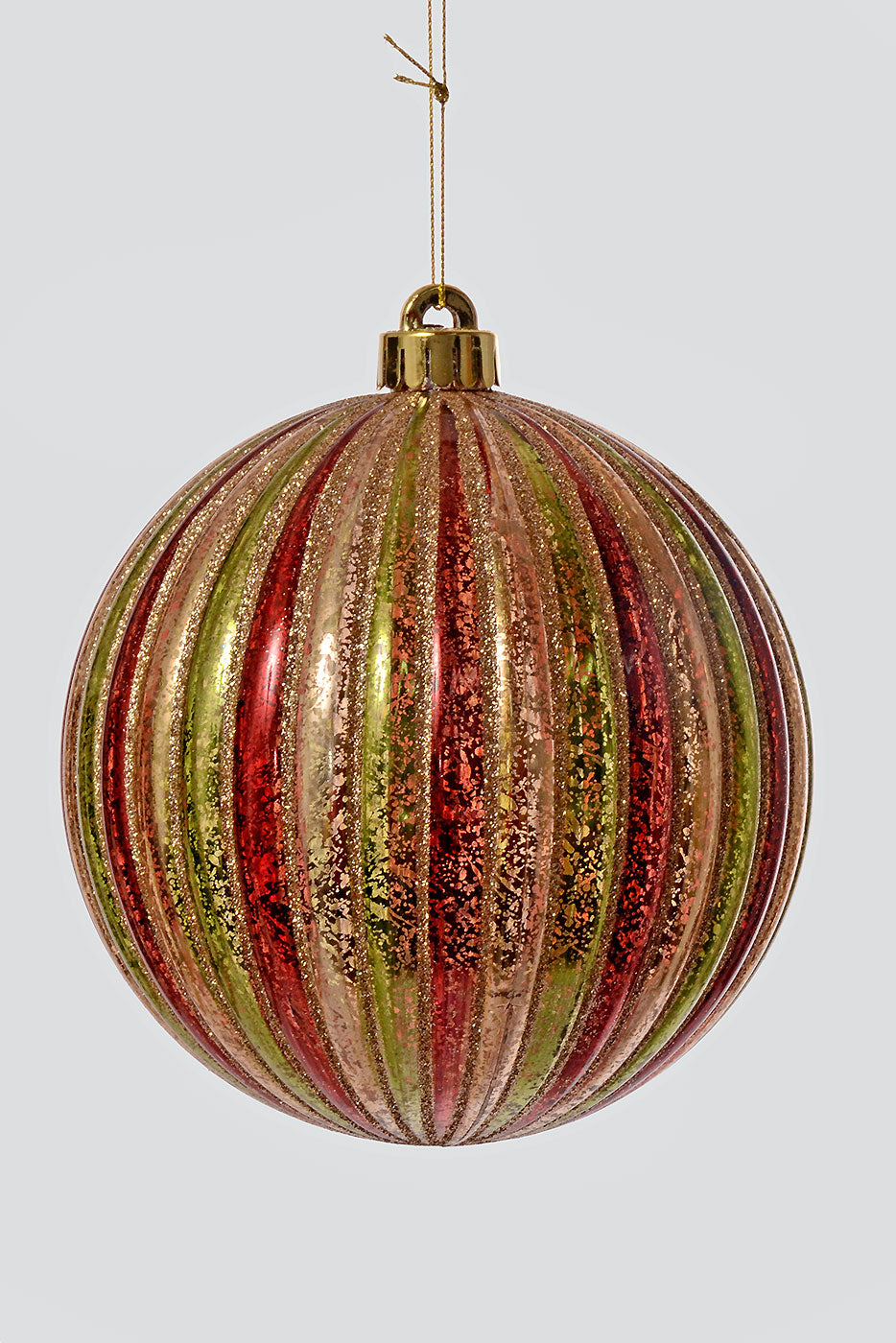 6" Ball Ornament Green/Gold/Burgundy