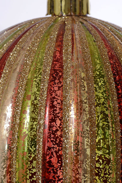 6" Ball Ornament Green/Gold/Burgundy