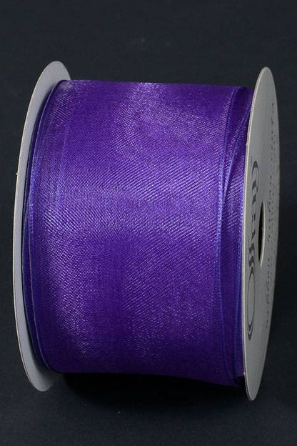 2.5" X 25yds Wired Sheer Encore Ribbon Purple 