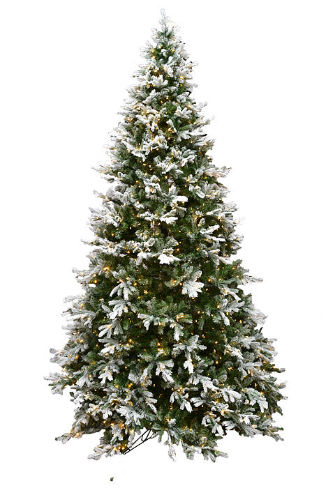 12Ft x 87" Led Snow Tip Aspen Tree Green/White/Clear Brite