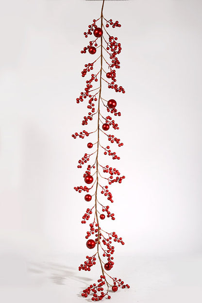 5Ft Metallic Ball Garland Red