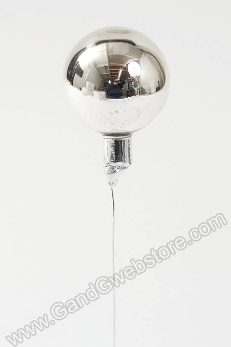 50mm Gloss Glass Ball Ornament Silver Pkg/24