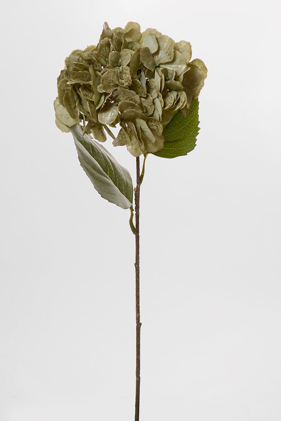 24" Antique Metallic Hydrangea Spray Green