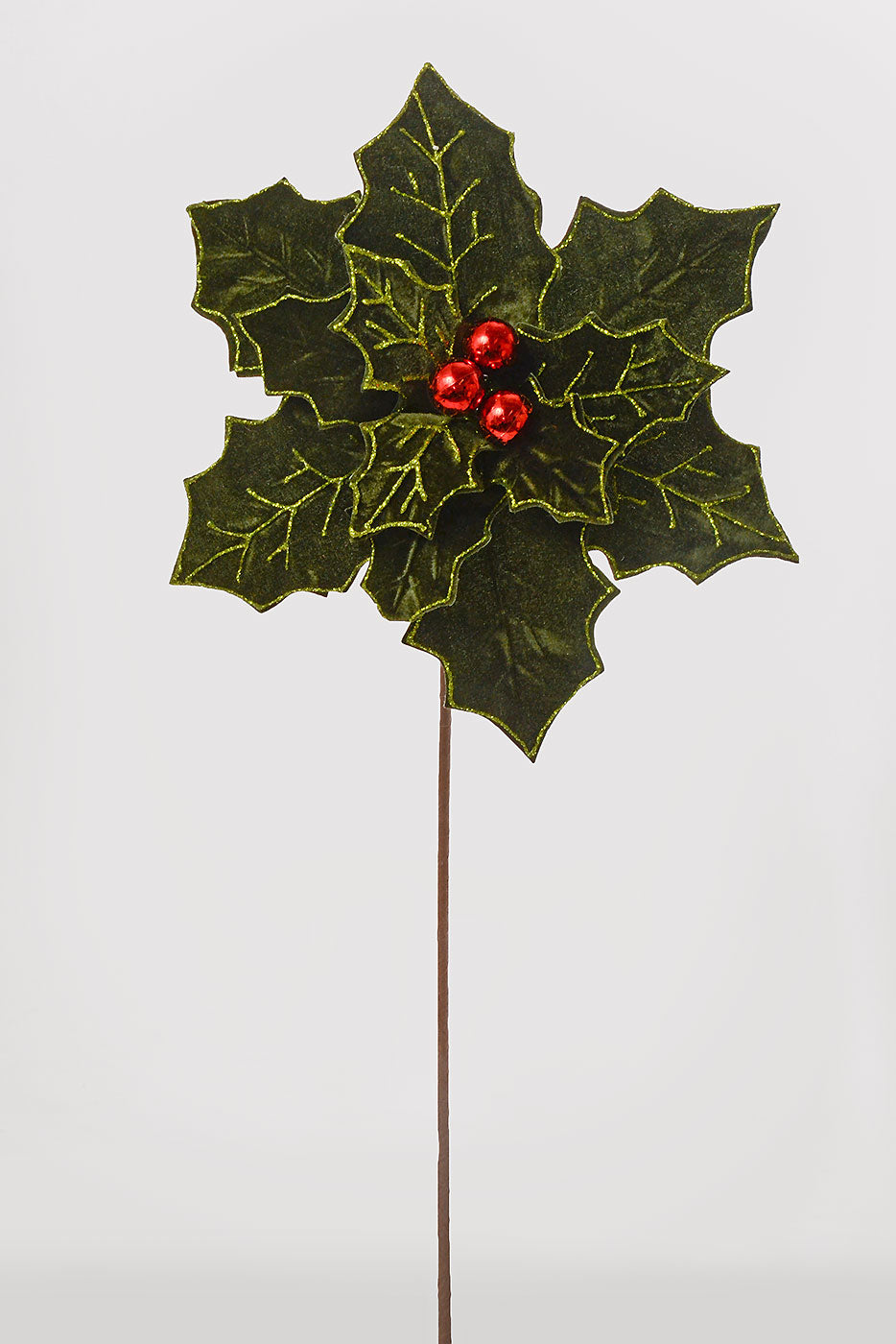 25" Royalty Poinsettia Stem Green/Red