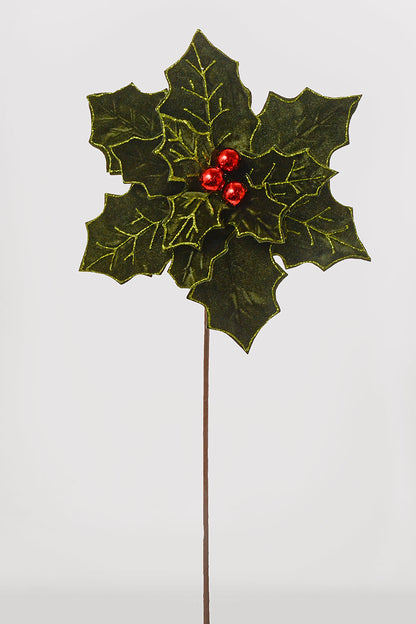 25" Royalty Poinsettia Stem Green/Red