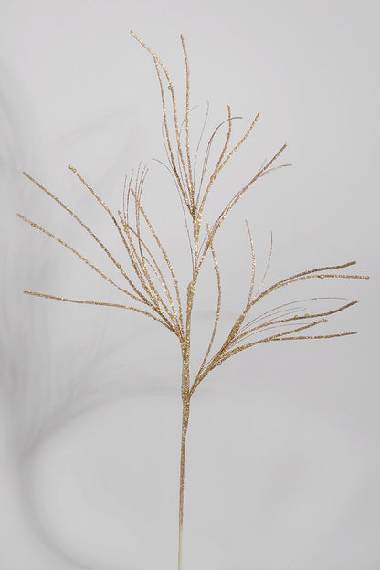 34" Glitter Curly Willow Grass Spray Champagne