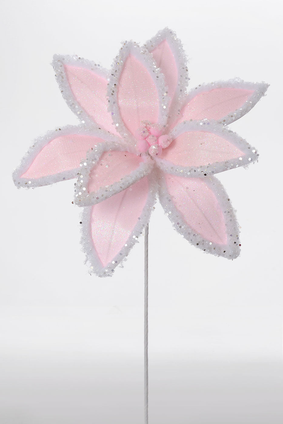 25" Winter Freeze Poinsettia Stem Blush Pink