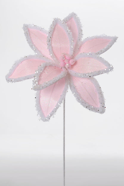25" Winter Freeze Poinsettia Stem Blush Pink