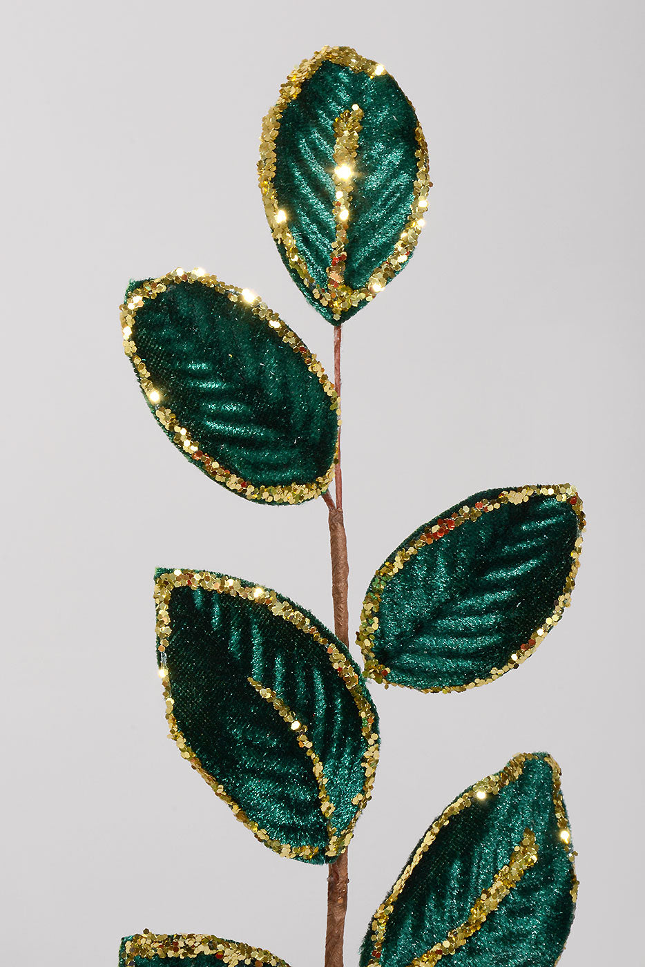 26" Mini Velvet Leaf Spray Green/gold