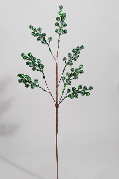 26" Glitter Berry Spray Green