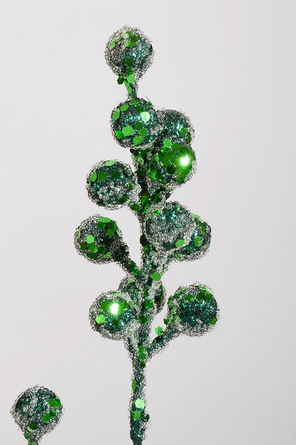 26" Glitter Berry Spray Green