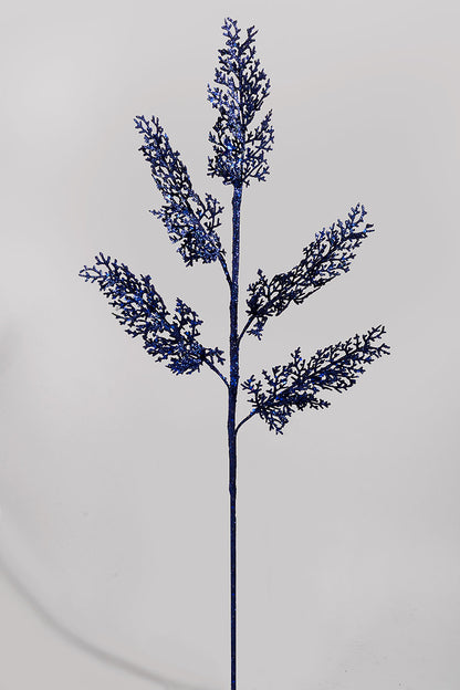 29" Sequin Coral Leaf Spray Midnight Blue
