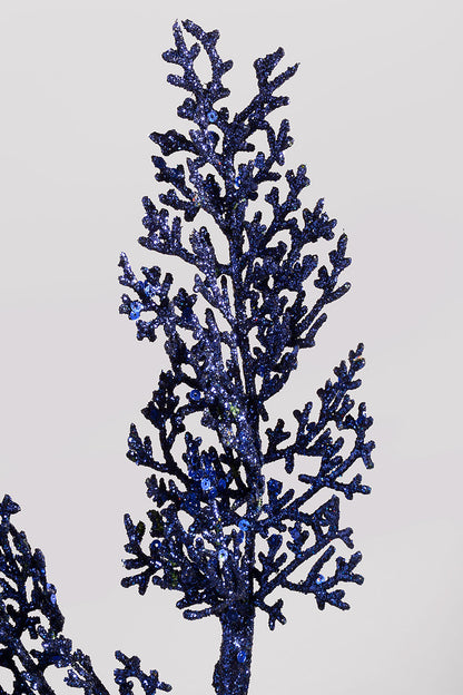 29" Sequin Coral Leaf Spray Midnight Blue