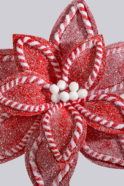 25" Sugar Spice Poinsettia Stem Red/White