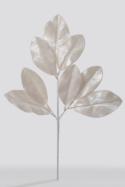 24" Magnolia Leaf Spray White