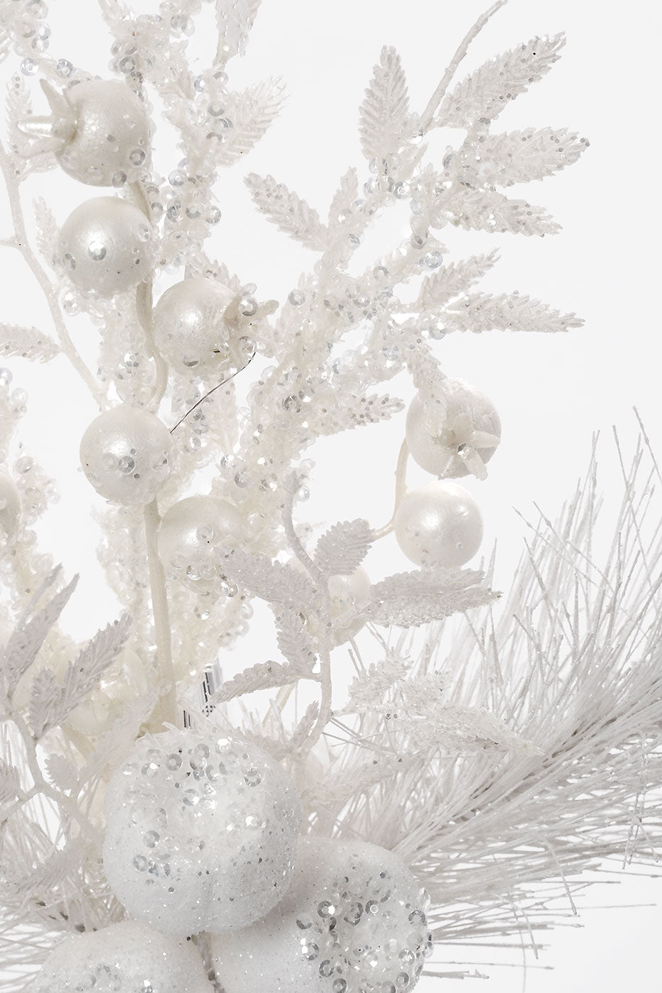 15" Winter Pine Berry Pick White