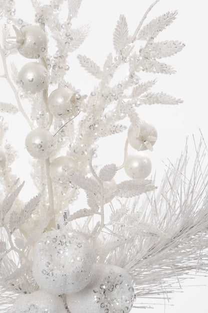 15" Winter Pine Berry Pick White