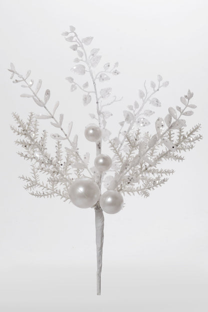 18" Ball Berry Spray White