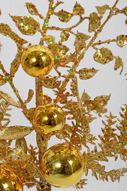 18" Glitter Ball Berry Spray Gold