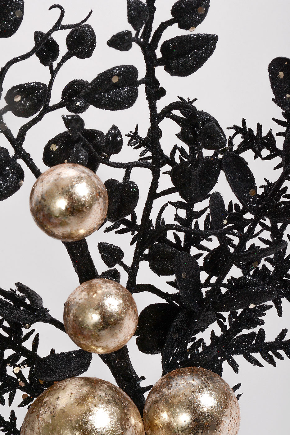 18" Glitter Ball Berry Spray Black/Gold