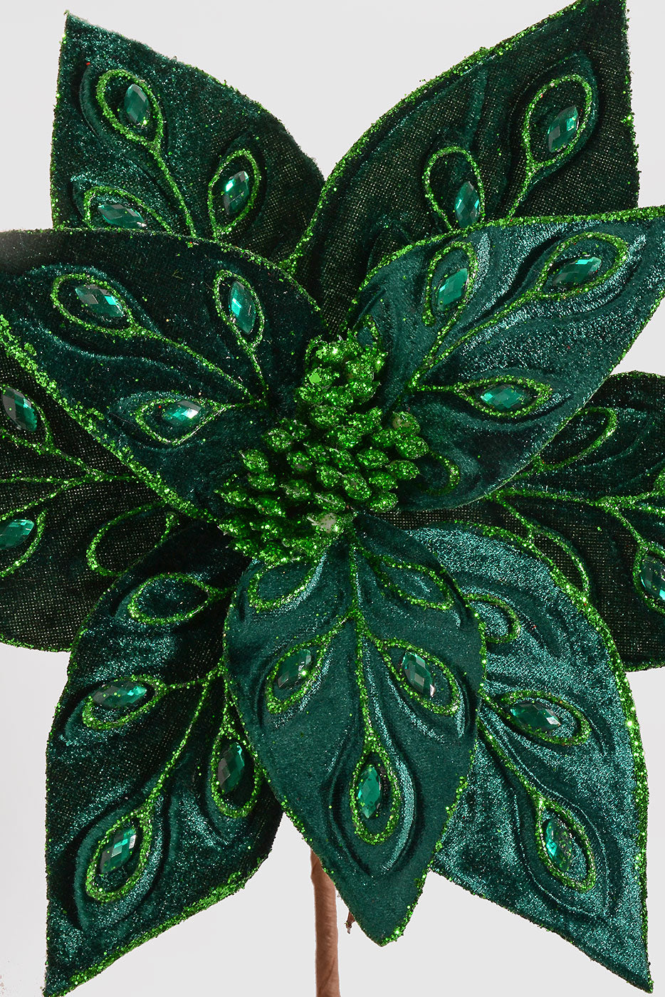 25" Bejeweled Poinsettia Stem Green