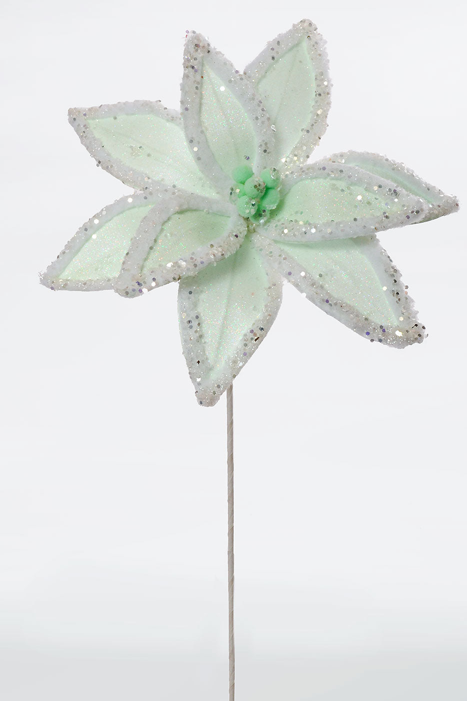 25" Winter Freeze Poinsettia Stem Mint Green