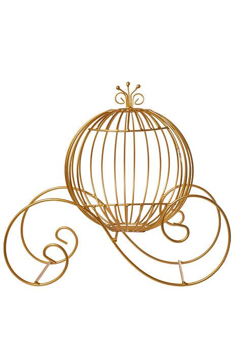 15.75" X 14.5" Metal Cinderella Cart Gold