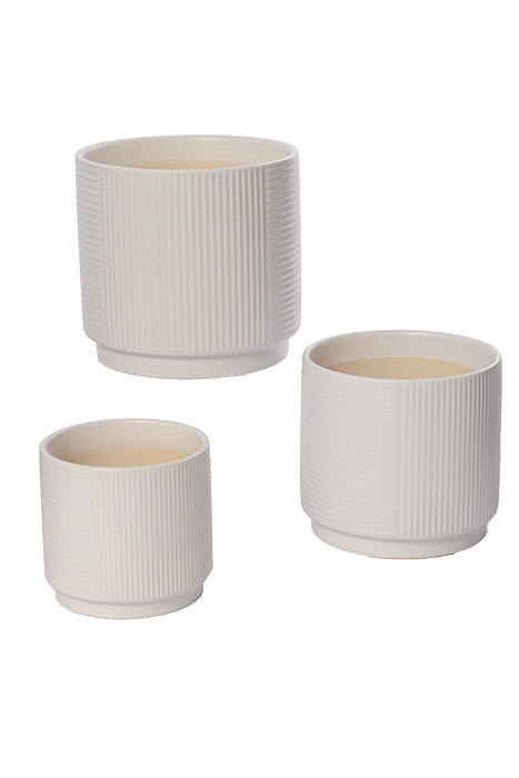 4.75" / 6" / 7.25" Round Pot White Set/3