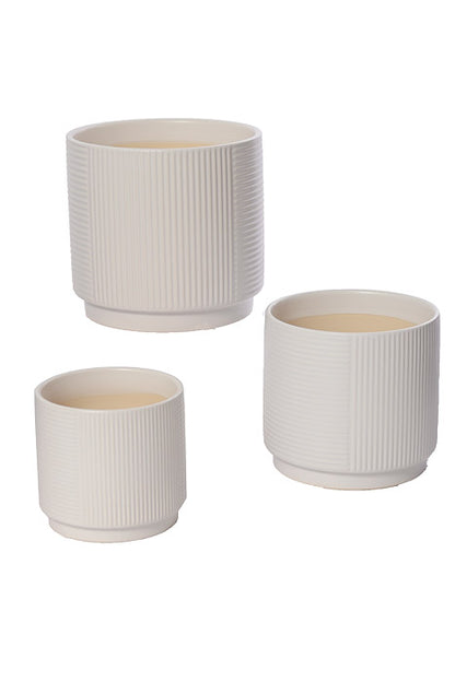 4.75" / 6" / 7.25" Round Pot White Set/3