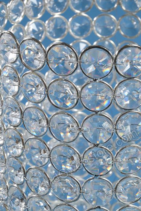 9.25" X 5" Crystal Bead Candle Holder Silver/clear