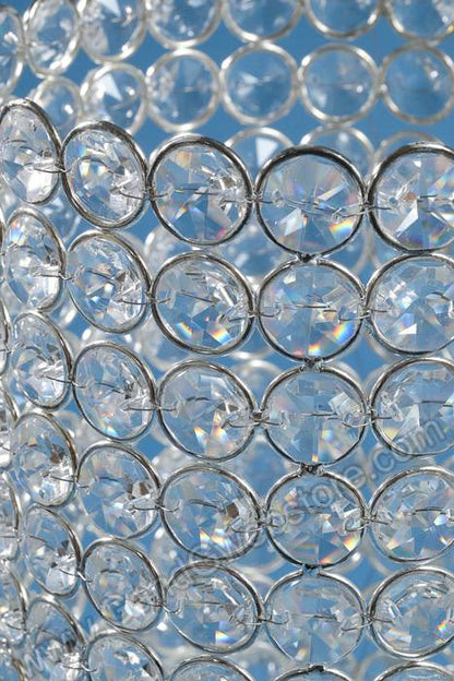 9.25" X 5" Crystal Bead Candle Holder Silver/clear