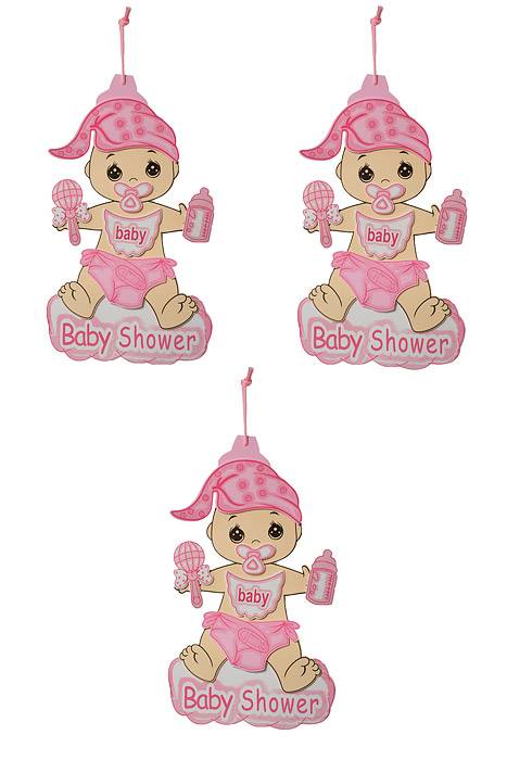 17" Baby Foam Sign  Pink Pkg/3