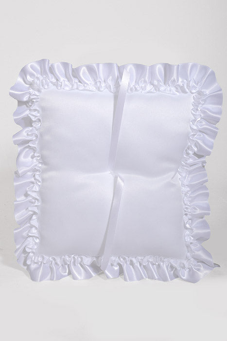 9" Satin Ruffle Rectangle Pillow White